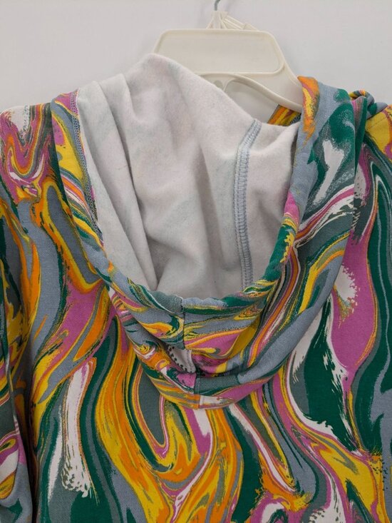Psychedelic Swirl Hoodie Colorful Abstract Streetwear Y2K Festival Artsy Size M - Picture 9 of 11